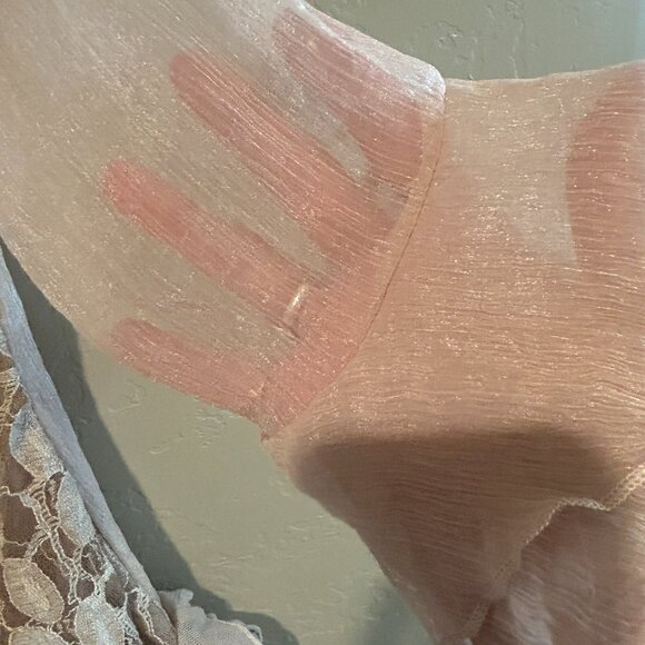 Scully silk and lace Women's Tunic Top Boho Western Chic Taupe Large - Picture 12 of 12